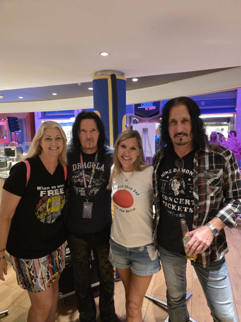 Fans with rock musicians