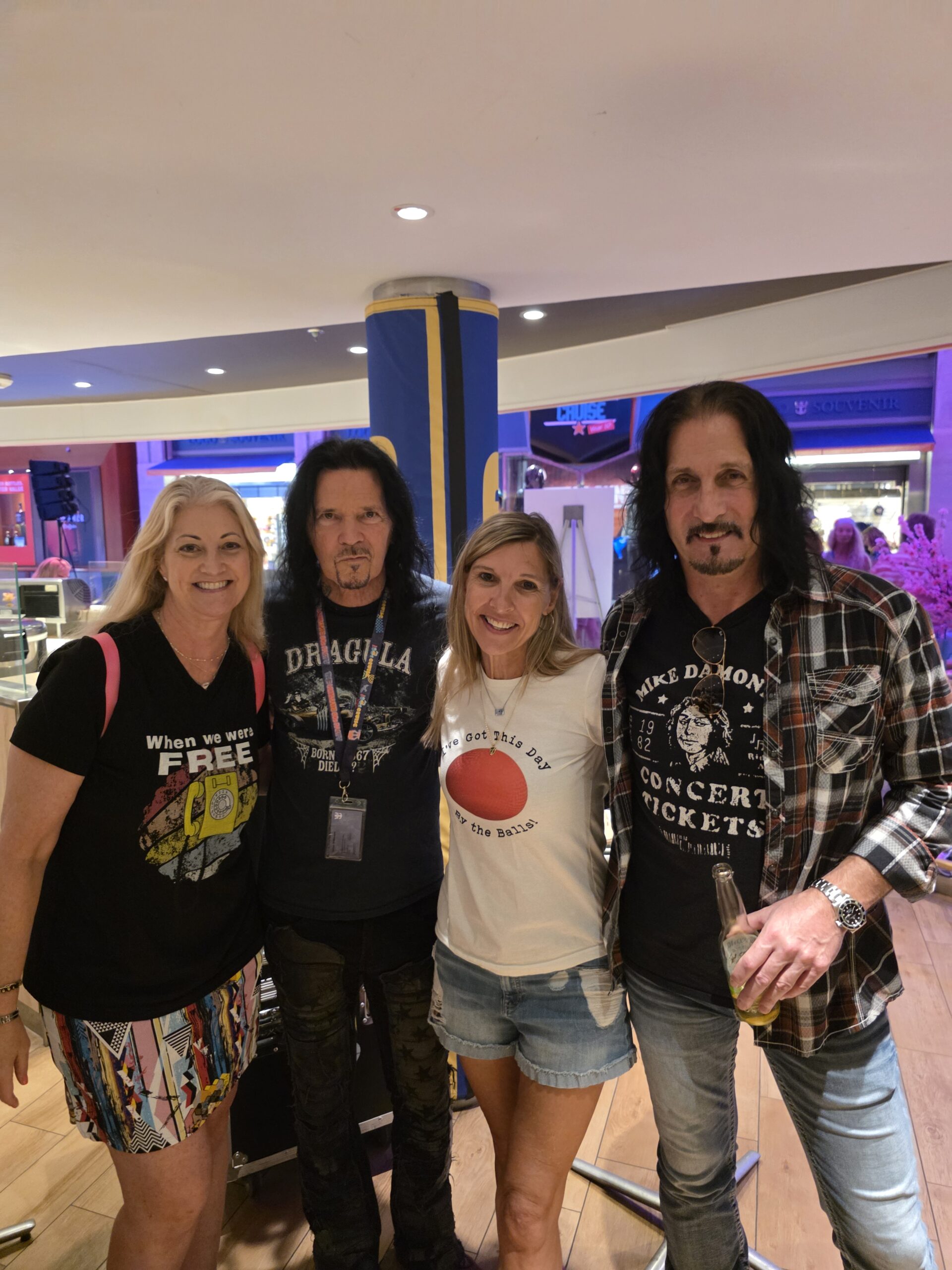 Fans with rock musicians